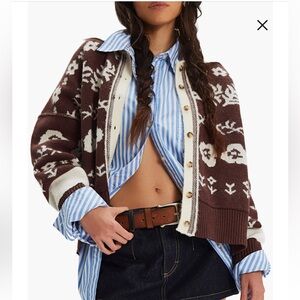 Free People Shelby Floral Jacquard Cardigan, M